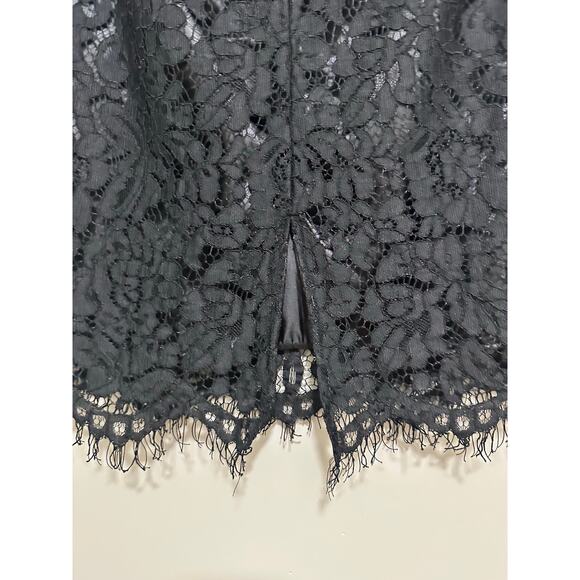 WHBH Black Floral Lace Overlay Lined Pencil Skirt Size 2 - Picture 6 of 9